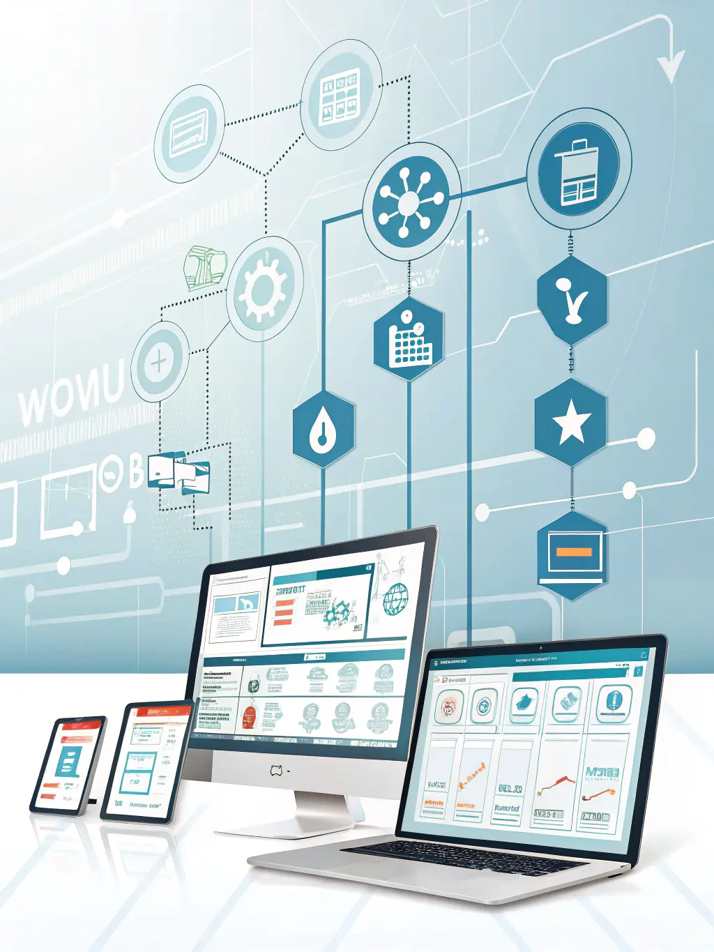A diagram illustrating an automated workflow process, highlighting the efficiency and time-saving benefits of SoluDigitalPro's automation solutions.